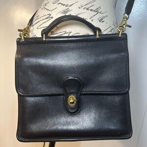 Vintage Black Leather Coach Willis Bag